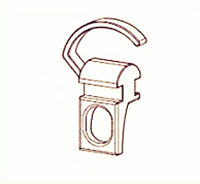 Suwak hamujący Forest – specjalistyczny stabilizator z tworzywa sztucznego do szyn aluminiowych, zapobiegający zsuwaniu się zasłon na skosach (poddasze).