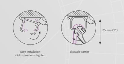 Suwak agrafka do szyn aluminiowych biały forest