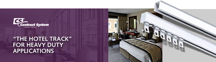CS Szyna Aluminiowa Hotelowa Wzmocniona – widok całego systemu szyn do zasłon i firan