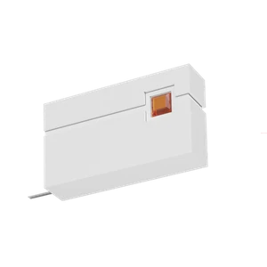 Końcówka Q-ART SQUARE w białym kolorze z bursztynowym detalem, elegancki element do karniszy, doskonały do nowoczesnych aranżacji wnętrz.