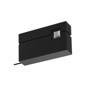 Końcówka Q-ART SQUARE w czarnym błyszczącym kolorze z białym kryształem, elegancki i stylowy dodatek do aranżacji okiennych.