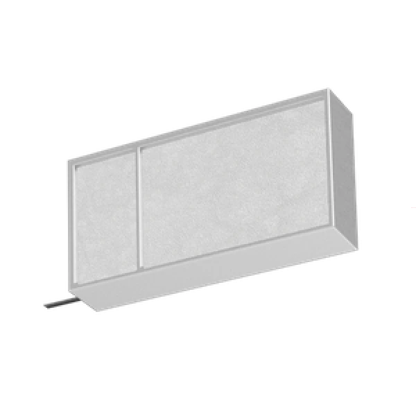Końcówka BOSS SQUARE łącząca stal z białą matową skórą, zapakowana w blister, doskonała do nowoczesnych i minimalistycznych wnętrz.