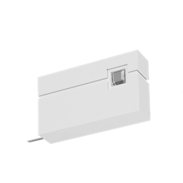 Końcówka Q-ART SQUARE w białym kolorze z eleganckim białym kryształem – subtelne i luksusowe wykończenie do nowoczesnych aranżacji wnętrz.