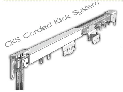 Widok wózków i ślizgaczy szyny CKS – płynne przesuwanie zasłon