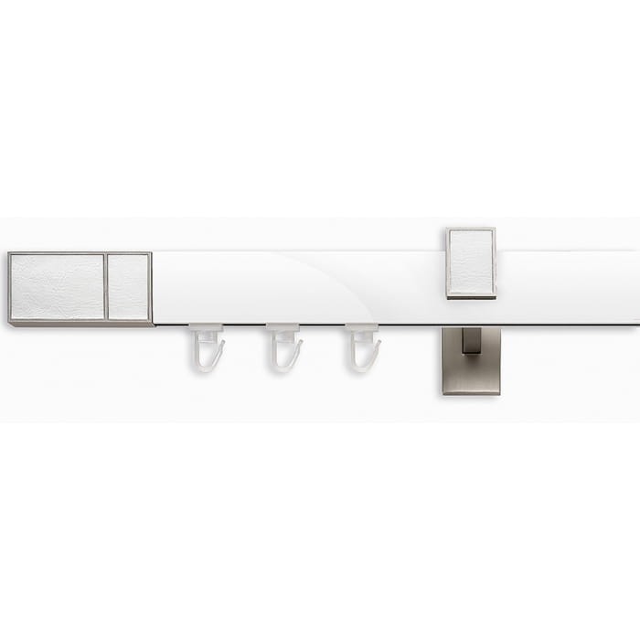 karnisz square line pojedynczy biały połysk boss biała skóra.